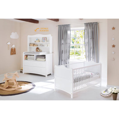 Startset 'Florentina' extra breed, incl. extra brede kast
3 delen: ledikant, extra brede commode incl. Extra brede kast