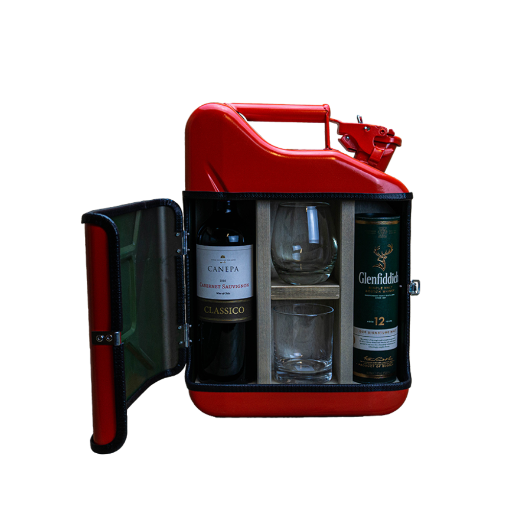 His & Hers Giftset - Rood - Stijlvolle jerrycan - Uniek cadeau voor koppels - Geschenkset voor hem en haar