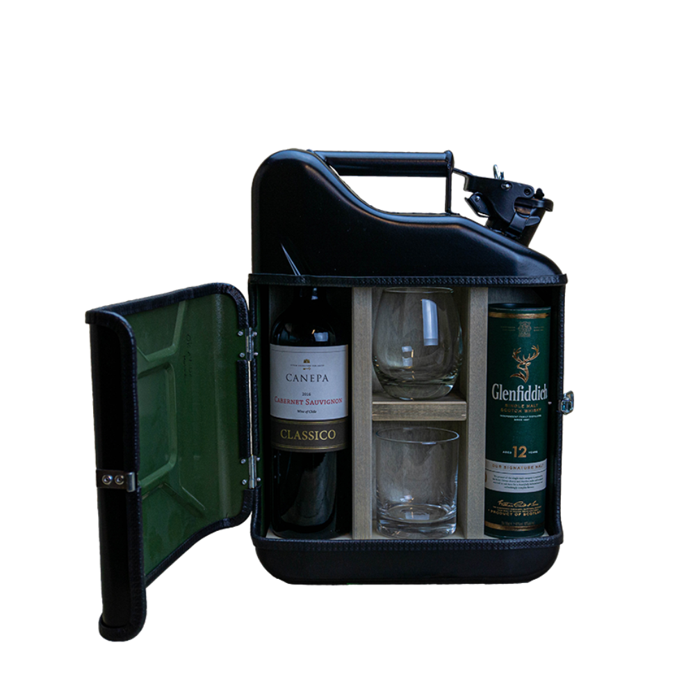 His & Hers Giftset - Zwart - Stijlvolle jerrycan - Uniek cadeau voor koppels - Geschenkset voor hem en haar