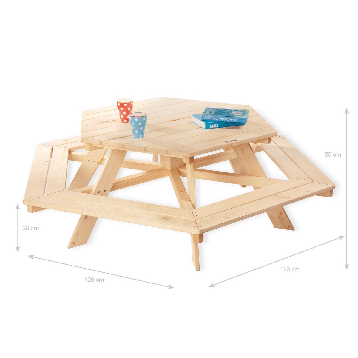 Kinderpicknickbank 'Nicki 6-Eck' naturel