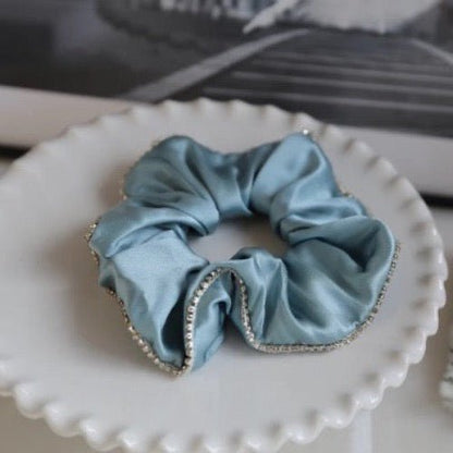 100% zijde oogverblindende haarscrunchie - 19 momme - diamantversiering