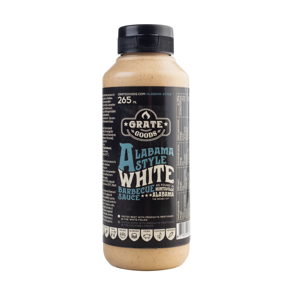 Alabama White Barbecue Sauce 265ml - Unieke Tangy Smaak - Handig Formaat & Heldere Kleur - BBQ Saus - Authentieke Zuidelijke Kookkunst