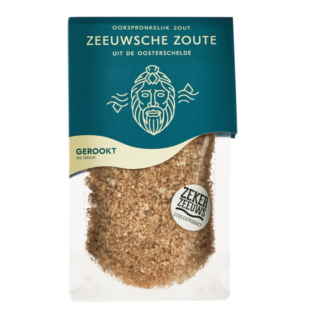 Zeeuwsche Zoute Stazak Gerookt - Intens Gerookte Zeeuwse Smaak - 100g - Verrijkt met Natuurlijke Rookaroma's - Hoogwaardig Zeezout in Stazak