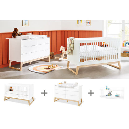 Startset 'Bridge' extra breed, incl. wandplank
3 delen: ledikant, extra brede commode, wandplank