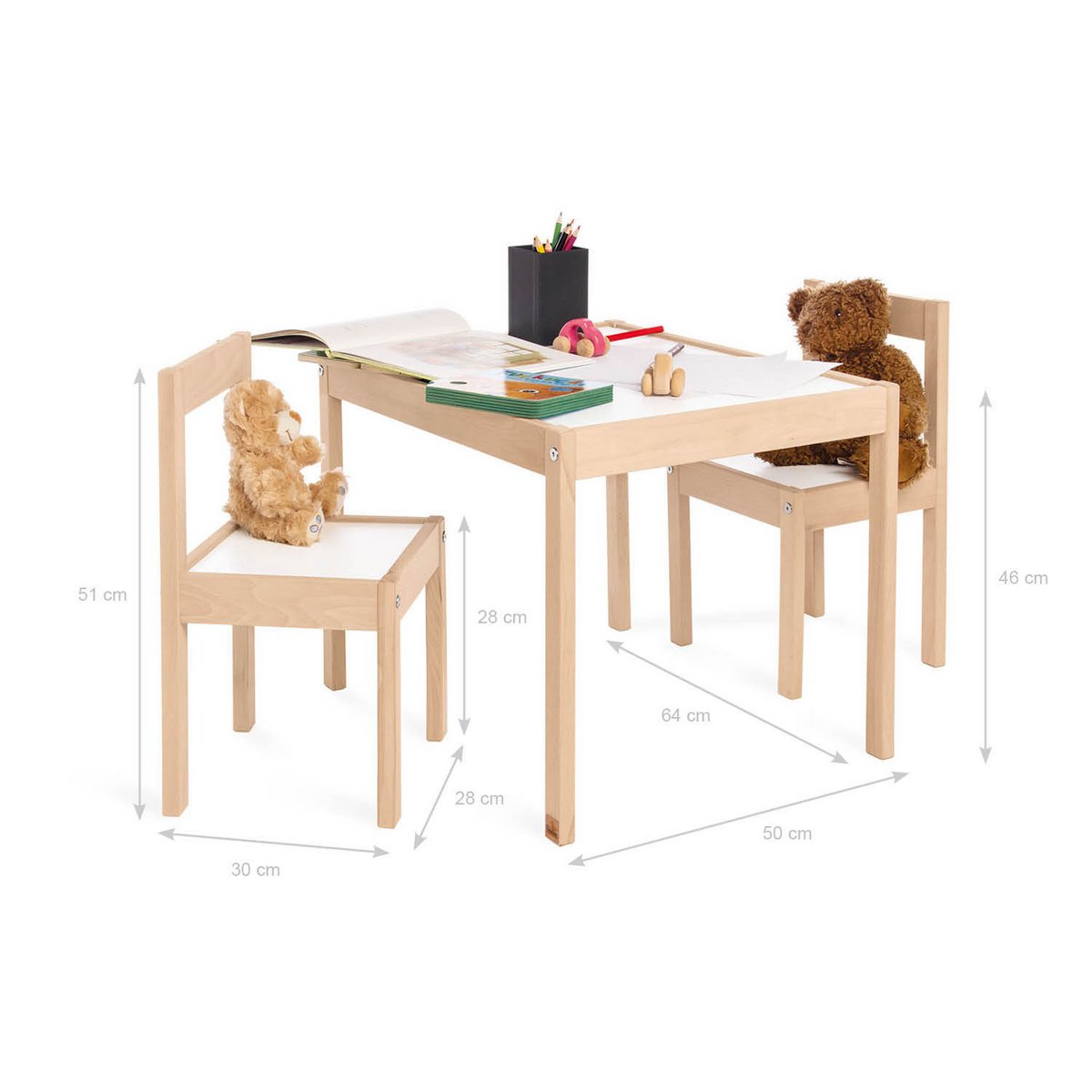 Kindertafel en stoel set 'Olaf', 3 delig