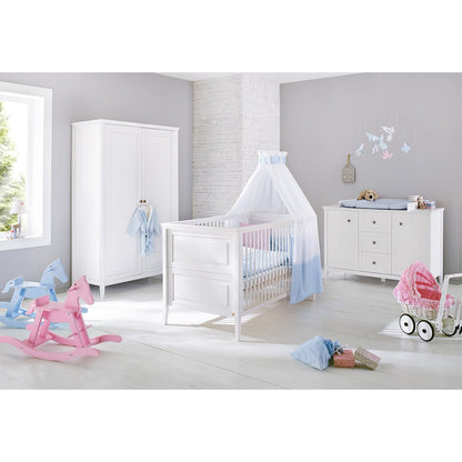 Kinderkamer 'Smilla' extra breed3 onderdelen: ledikantbed, extra breed commode, 2-deurs kledingkast