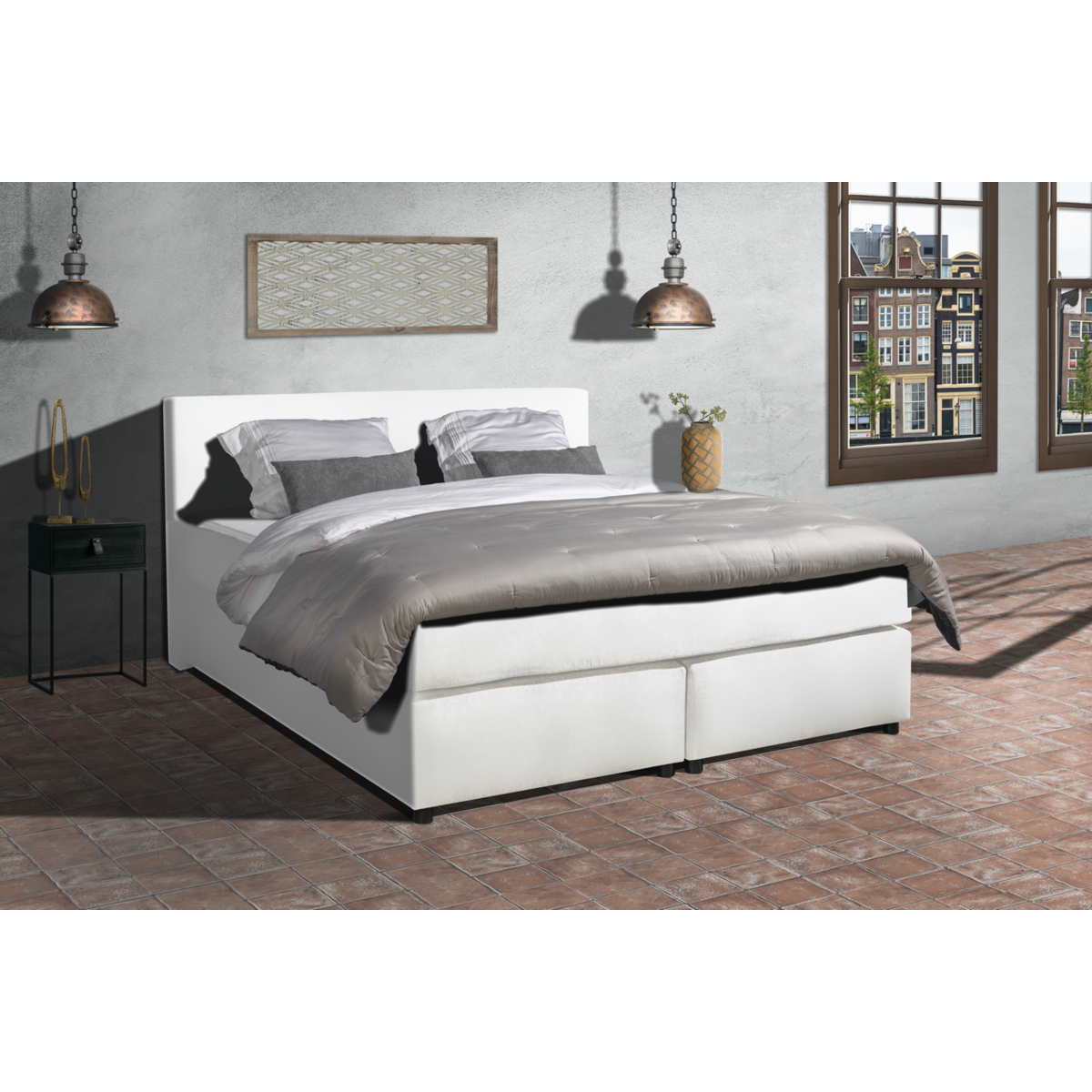 Mörgenn Boxspring Parga Lederlook - Complete set