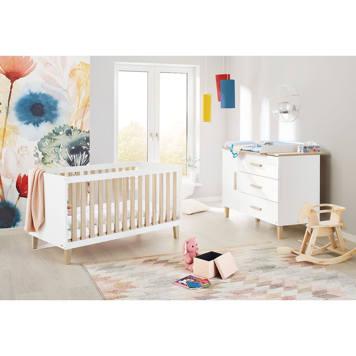 Startset 'Lumi' extra breed
2 delen: ledikant, extra brede commode