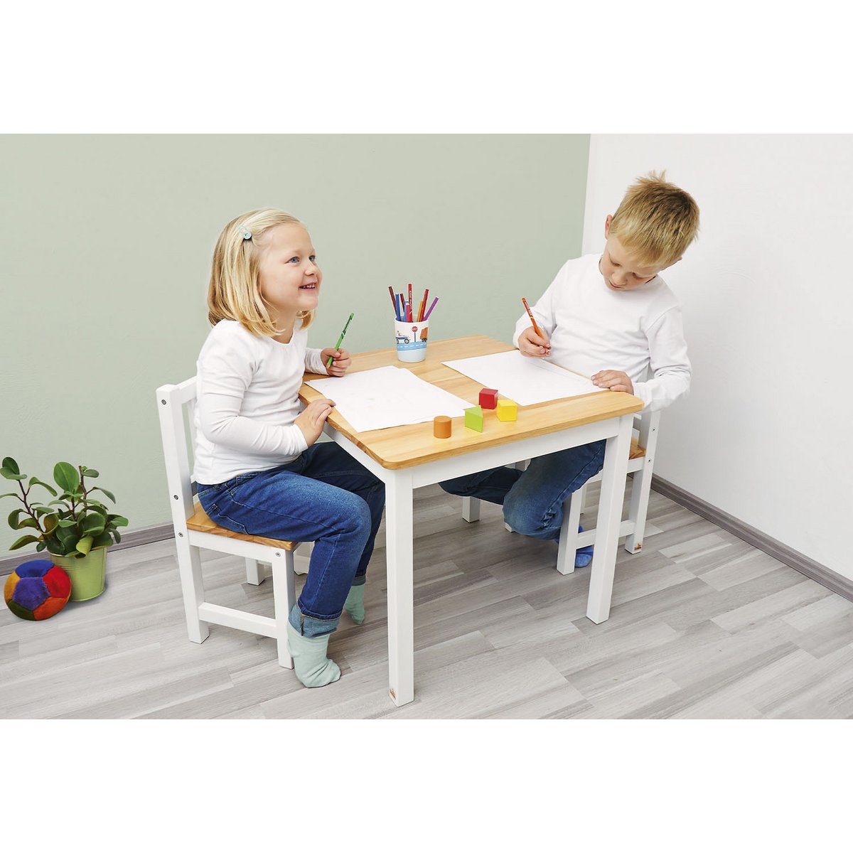 Kindertafel 'Fenna', wit/naturel