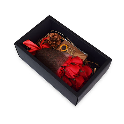 Oplosbare Boeket Rozen - Red Rose Black Box