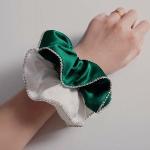 100% zijde oogverblindende haarscrunchie - 19 momme - diamantversiering