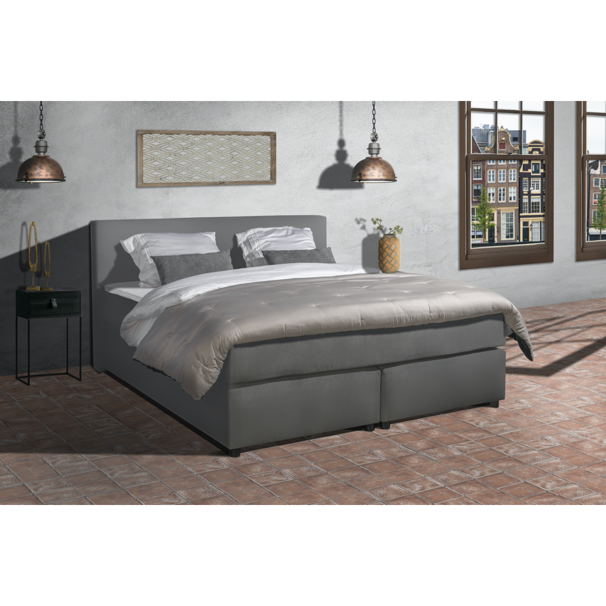 Mörgenn Boxspring Parga Lederlook - Complete set