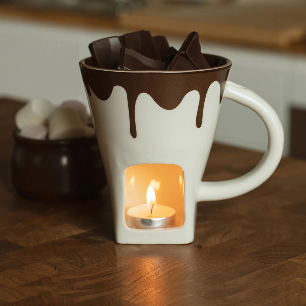 Chocolade Fondue Mok - Inclusief 2 Vorken & Kaars - 200 ml - Fondue mok - Unieke mok