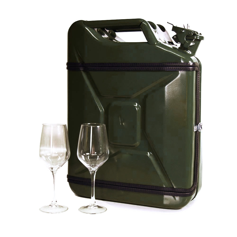 Jerrycan Bar - Groen - Incl. 2 Wijnglazen - Handgemaakt in Nederland - Minibar - Wijnbar