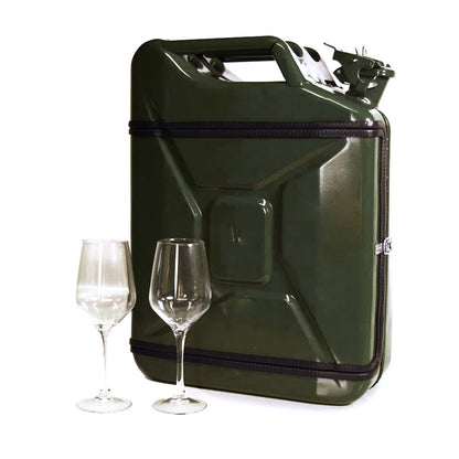 Jerrycan Bar - Groen - Incl. 2 Wijnglazen - Handgemaakt in Nederland - Minibar - Wijnbar