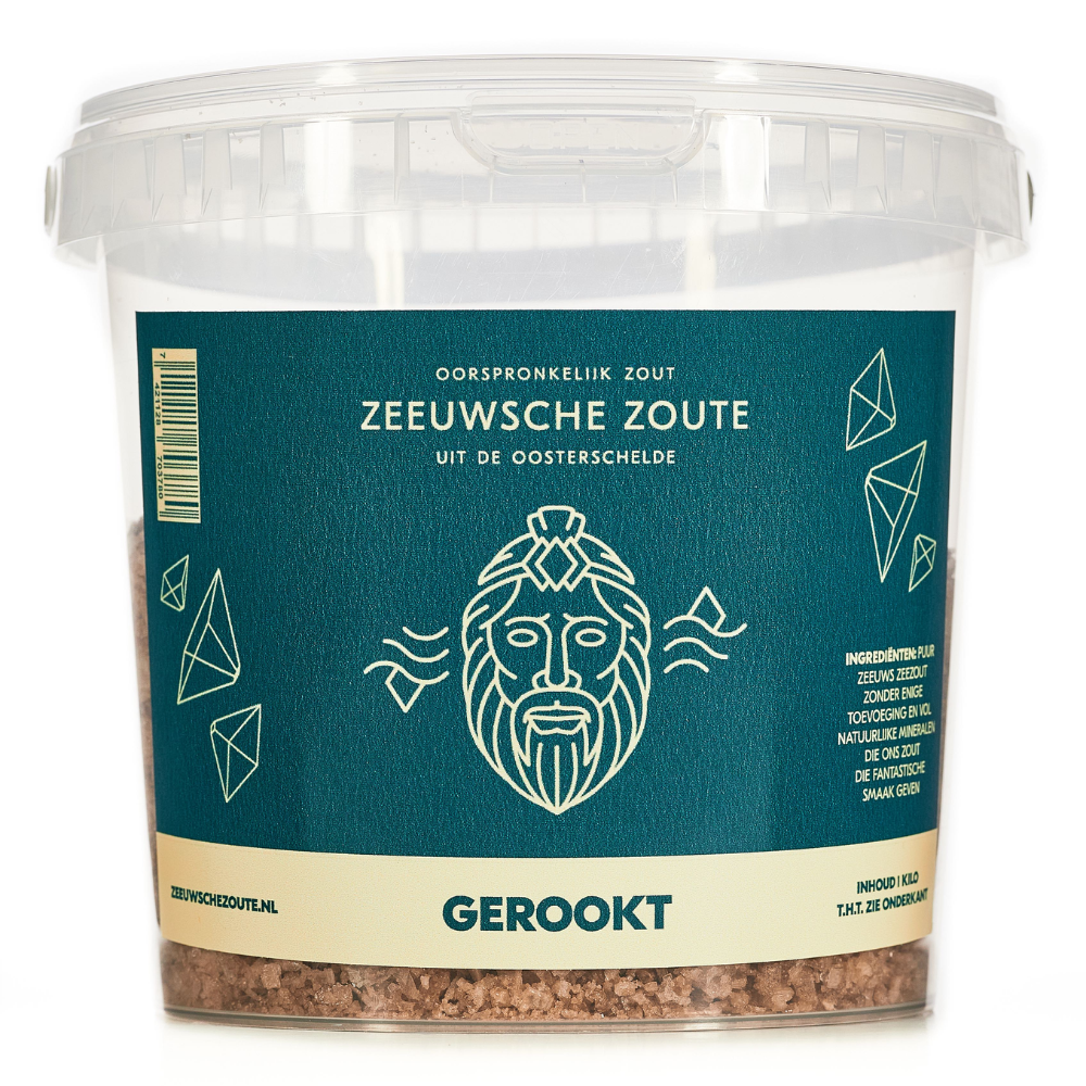 Zeeuwsche Zoute Gerookt - Emmer 1 Kilo - Intens Gerookte Smaak - Natuurlijk Zeezout - Perfect voor Grootverbruik